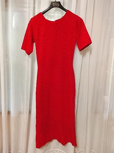 mango don: Qırmızı krujeva naxışlı don - Klassik qırmızı rəng, qolsuz deyil – — 2