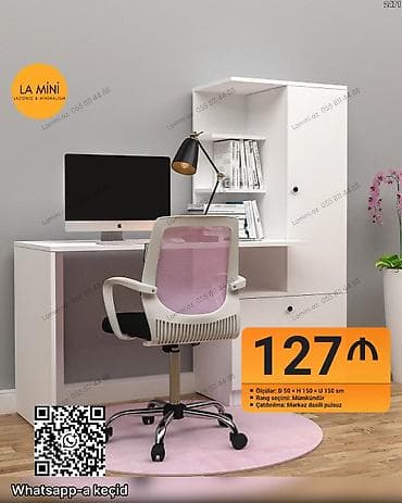 tavan modelleri: Masa və kitab rəfi ilə kompakt iş guşəsi - Model: LA MiNi - Ölçülər — 1