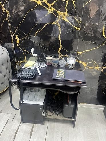 papag sekilleri: Qara rəngli çoxməqsədli iş masası - Material: MDF/laminat tipli taxta — 1