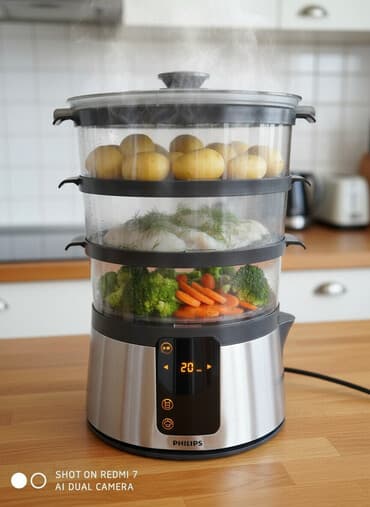 Buxarlı bişirici Philips, qabların sayı - 3, Ünvandan götürmə