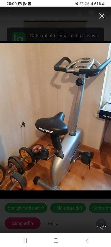 velo icarə: Proteus firmasının idman velosipedi. Üzərindəki ekran vasitəsilə məşq — 1