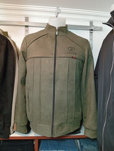 бордовые мужские куртки: - Məhsul: Kişi gödəkçəsi - Brend loqosu: GUCCI (sinədə loqo və emblem) — 1