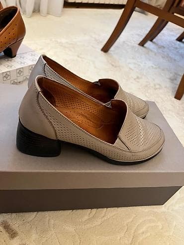 gön dəri: Qadın loafer ayaqqabıları Razmer 37 - Rəng: açıq boz (taupe tonunda) — 3