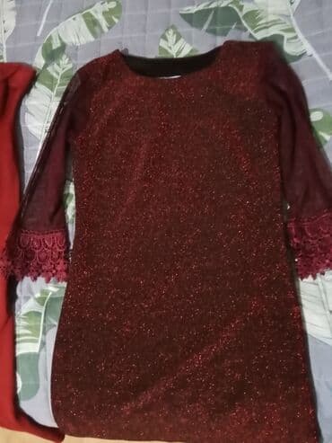 Qadın geyim dəsti – 2 don 1) Şərab qırmızısı parıltılı don - Bədən