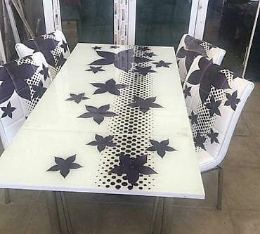 metbex stullari yeni: Şüşə səthli mətbəx/qonaq otağı stol–stul dəstləri - Tərkib: 1 — 2