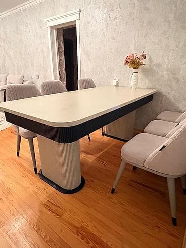 Qonaq otağı üçün, İşlənmiş, Kvadrat masa, 6 stul