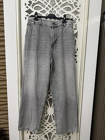 boyfrend cinslər: Geniş kəsimli boz denim şalvar - Model: wide leg/ skater - Rəng: açıq — 3