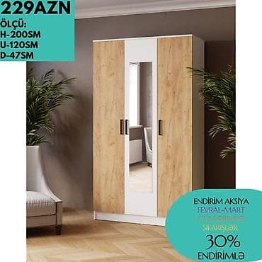 Шкафы: Новый, 3 двери, С зеркалом, Белый, Другой материал, Распашной, Прямой шкаф — 5