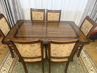 Qonaq otağı üçün, Açılan, Dördbucaq masa, 6 stul
