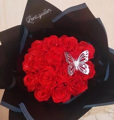 fialka gülü: Lentadan hazırlanmış gül buketləri - Məhsul: əl işi lent güllərdən — 3