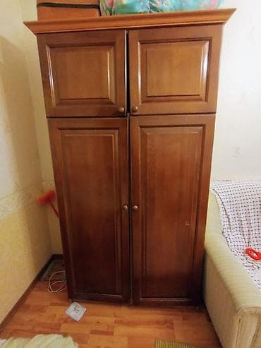4 qapılı, Qəhvəyi, Taxta, Açılan, Düz dolab