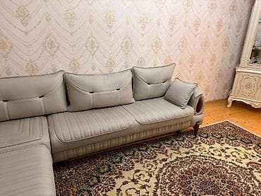 Künc divan – müasir dizayn, açıq boz rəng - Forması: L-şəkilli künc — 4