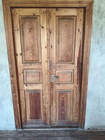 qapı və pəncərə: Taxta qapı dəsti - Material: təbii ağac (klassik panelli dizayn — 4