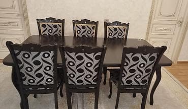 Qonaq otağı üçün, Açılan, Dördbucaq masa, 6 stul — 1