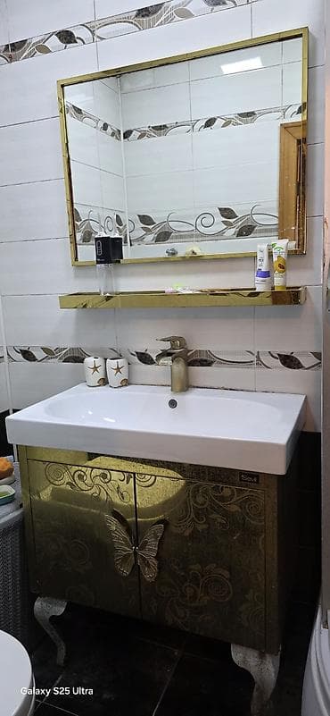 hamam şkafı: Qızılı hamam çanağı yer darlığına görə satılır təcili. Çanağı,güzgü — 4