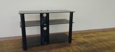 qara şəkil: Düz TV altlığı, Polkalı, Şüşəli — 3