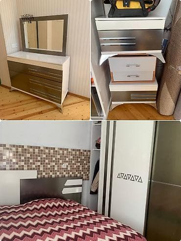 termo: Двуспальная кровать, Шкаф, Трюмо, 2 тумбы, Б/у — 1