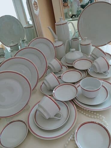 qaşıq naboru: Çay dəsti, rəng - Ağ, Farfor, 6 nəfərlik, Almaniya — 1