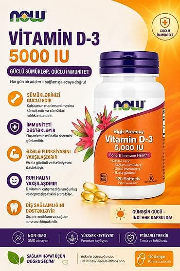 ƏN KEYFİYYƏTLİ AMERİKADAN D3 VİTAMİNİ Xüsusiyyətlər: - Gündəlik lalafo.az -da ƏN KEYFİYYƏTLİ AMERİKADAN D3 VİTAMİNİ Xüsusiyyətlər: - Gündəlik