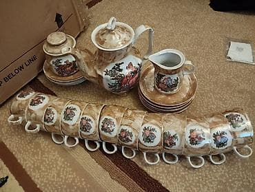 Mətbəx aksesuarları: Çay dəsti, rəng - Qəhvəyi, Farfor — 1