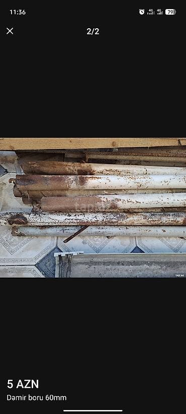 plastik su cenleri: Su borusu, Qofrasız, Dəmir, 60 mm, İşlənmiş — 2