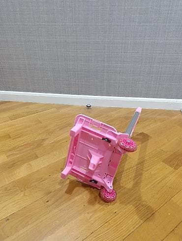 Uşaq çantası üçün təkərli daşıyıcı (trolley) - Rəng: çəhrayı -