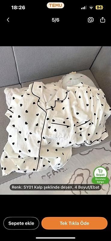 Qadın pijama dəsti – qısaqol köynək və şort - Rəng/dizayn: SY01, ürək
