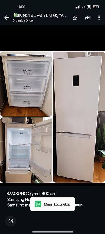 samovar satilir: İşlənmiş 2 qapılı Samsung Soyuducu Satılır, rəng - Ağ — 1