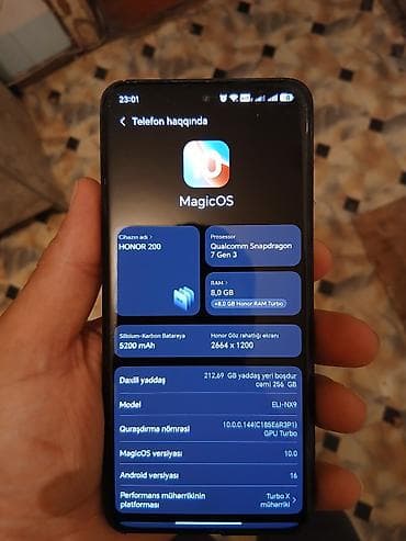 Honor 200 Smart, 256 ГБ, цвет - Черный, Отпечаток пальца