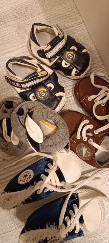 детская обувь первые шаги: Uşaq ayaqqabıları paketi - 4 cüt: 1) Qara-ağ dəri sandaletlər – — 1