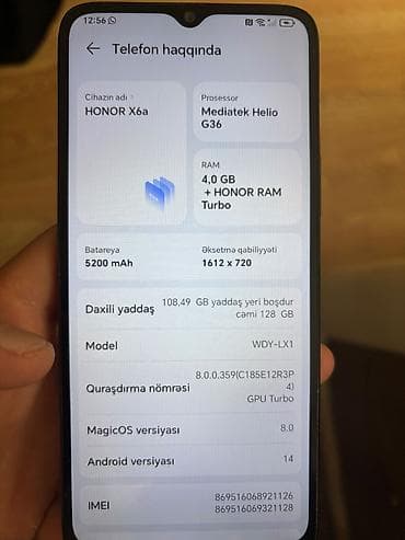 Honor X6a, 128 GB, rəng - Qara, Sensor, İki sim kartlı, Barmaq izi — 5