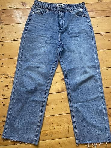 aşpaz forması: Mavi straight kəsimli cins şalvar - Klassik mavi rəng, yüngül solğun — 1