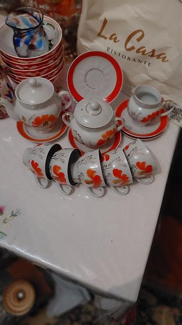 Çay dəsti, rəng - Ağ, Farfor