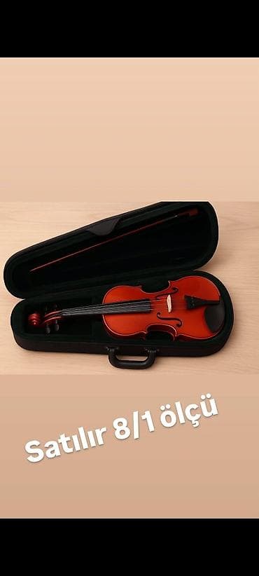 Музыкальные инструменты: 8/1 ölçülü skripka dəsti - Ölçü: 1/8 (8/1 – kiçik yaşlı uşaqlar üçün — 1
