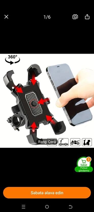 velo aksesuari: Telefon tutacagı moto və velosiped üçün — 1