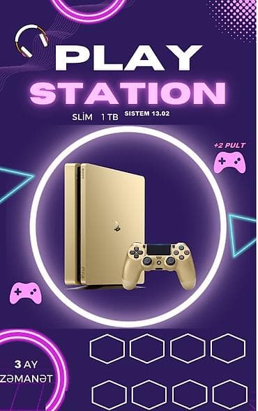 ps4 controller: PlayStation 4 Slim – 1 TB, Sistem 13.02 - Rəng: qızılı - Yaddaş: 1 TB — 1