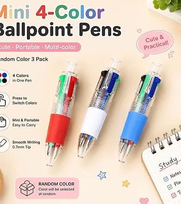 qelem: Mini 4-rəngli qələm – kompak tək qələmdə 4 mürəkkəb rəngi Məhsul — 2