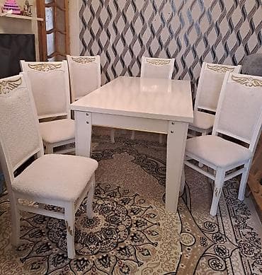 ikinci el qapi: Qonaq otağı üçün, İşlənmiş, Dördbucaq masa, 6 stul — 1