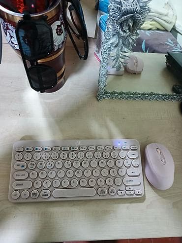 Bluetooth klaviatura və siçan dəsti - Rəng: açıq çəhrayı/pastel pink — 1