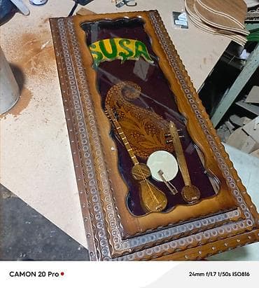 Спортивные игры: Şuşa temalı ağac oyma nərd-şahmat dəsti - Material: təbii qoz — 4