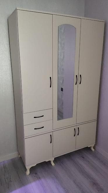 6 qapı, Güzgülü, Bej, Digər material, Açılan, Düz dolab