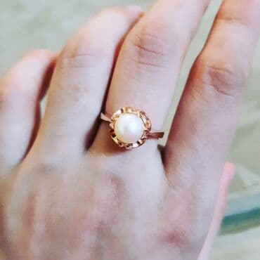 qızıl üzüklər qiymətləri 2022: Üzük, Çəhrayı qızıl, 583 Əyar, Mirvari — 1