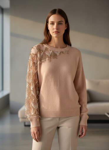 boğazlı qadın sviterləri: Sviter, Sassofono, One size, rəng - Bej — 1