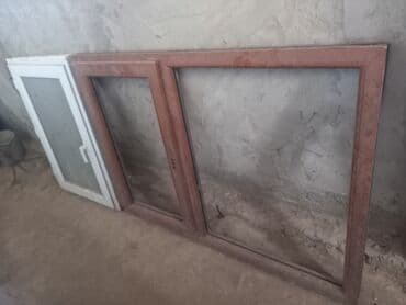 şəffaf plastik list: Qəhvəyi pəncərə yenidir hündürlüyü 110 eni 150dir.şüşə və ruçkası — 1