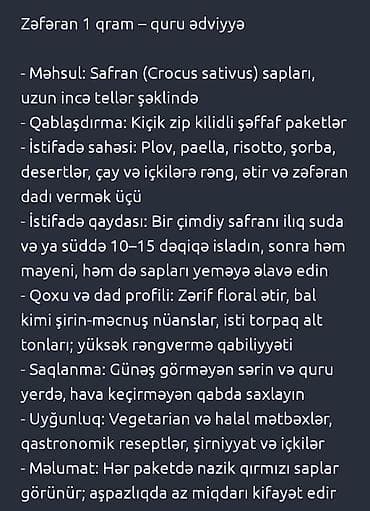 Zəfəran – 1 qramlıq quru ədviyyə - Məhsul: Safran (Crocus sativus) — 3