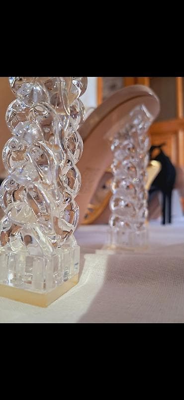 ayaqlar: Şəffaf zəncir naxışlı topuqlu qadın terlik/sandal YENIDIR GEYINILMEYIB — 6