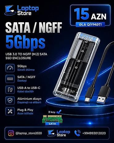 hard disk ssd: 🔥 SSD-nizi xarici diskə çevirin – Cəmi 15 AZN! 🔥 SATA (NGFF M.2) SSD — 1