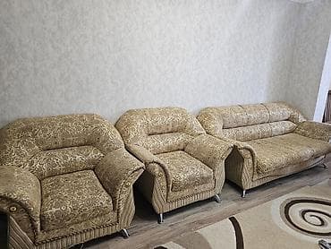 Ev üçün mebel: Salon dəsti – 3 nəfərlik divan + 2 ədəd geniş kreslo Divan acilir — 2