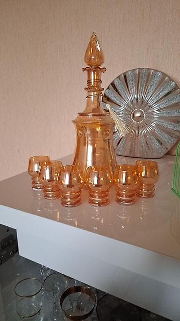 ✨ Original Bohemia Glass – Çexiya istehsalı ✨ Kəhrəba rəngli, nazik və