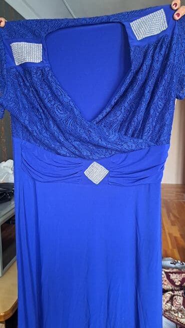 SATILIR!! Mavi rəngli uzun ziyafət/axşam paltarı. çox az işlənib